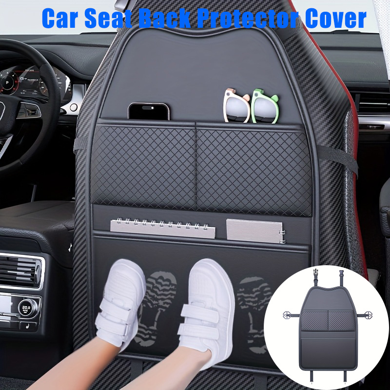 Car Accessories Tablet Holder - ผ้าคลุมเบาะรถยนต์แบบใหม่ ป้องกันรอยเตะเบาะรถยนต์ พร้อมช่องเก็บของ กระเป๋าเก็บของหลังเบาะรถยนต์แบบ PU ที่วางแท็บเล็ตอเนกประสงค์