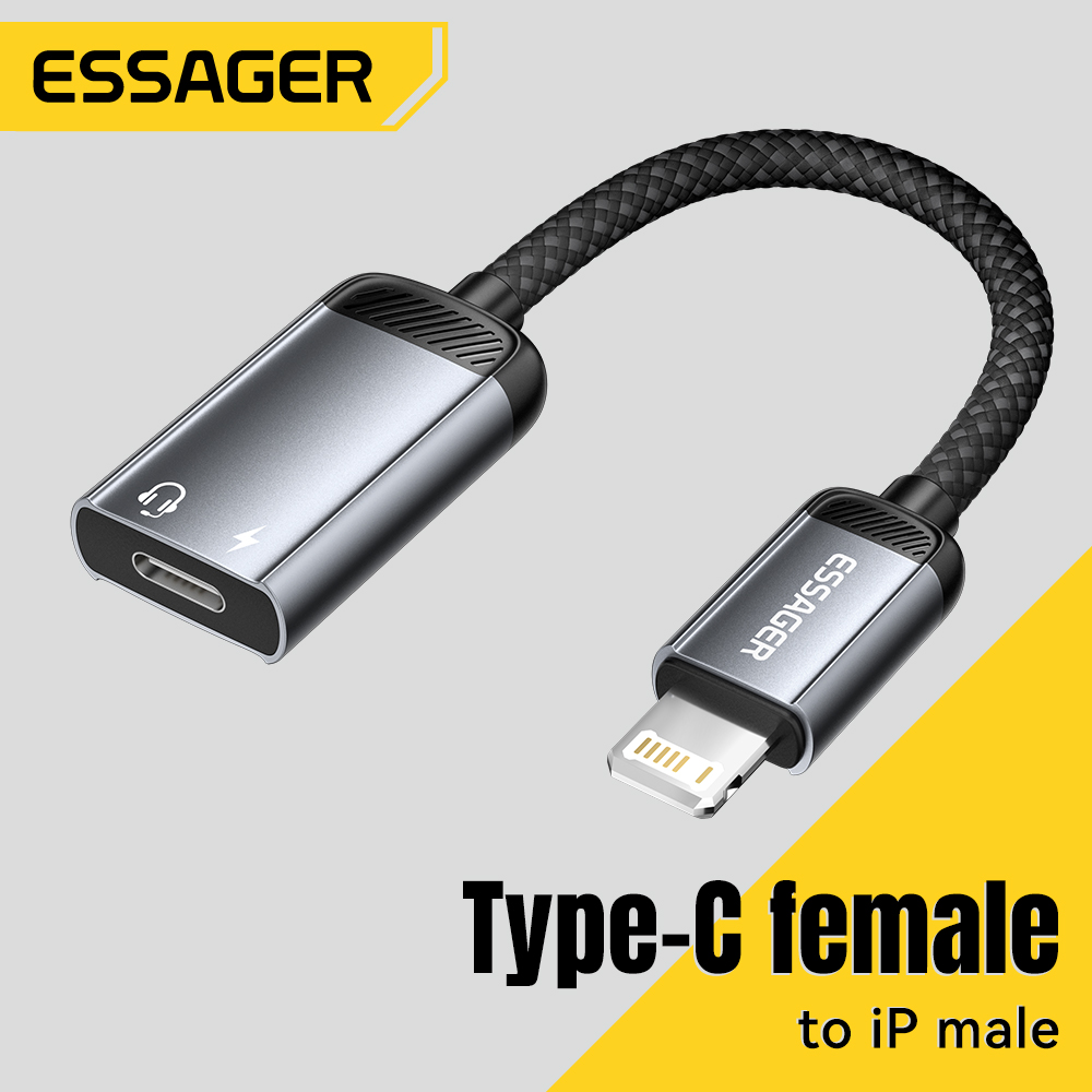 Wired Earphone Lightning - Essager Type-C อะแดปเตอร์เสียงสาย Type-C หญิงอะแดปเตอร์ IP
