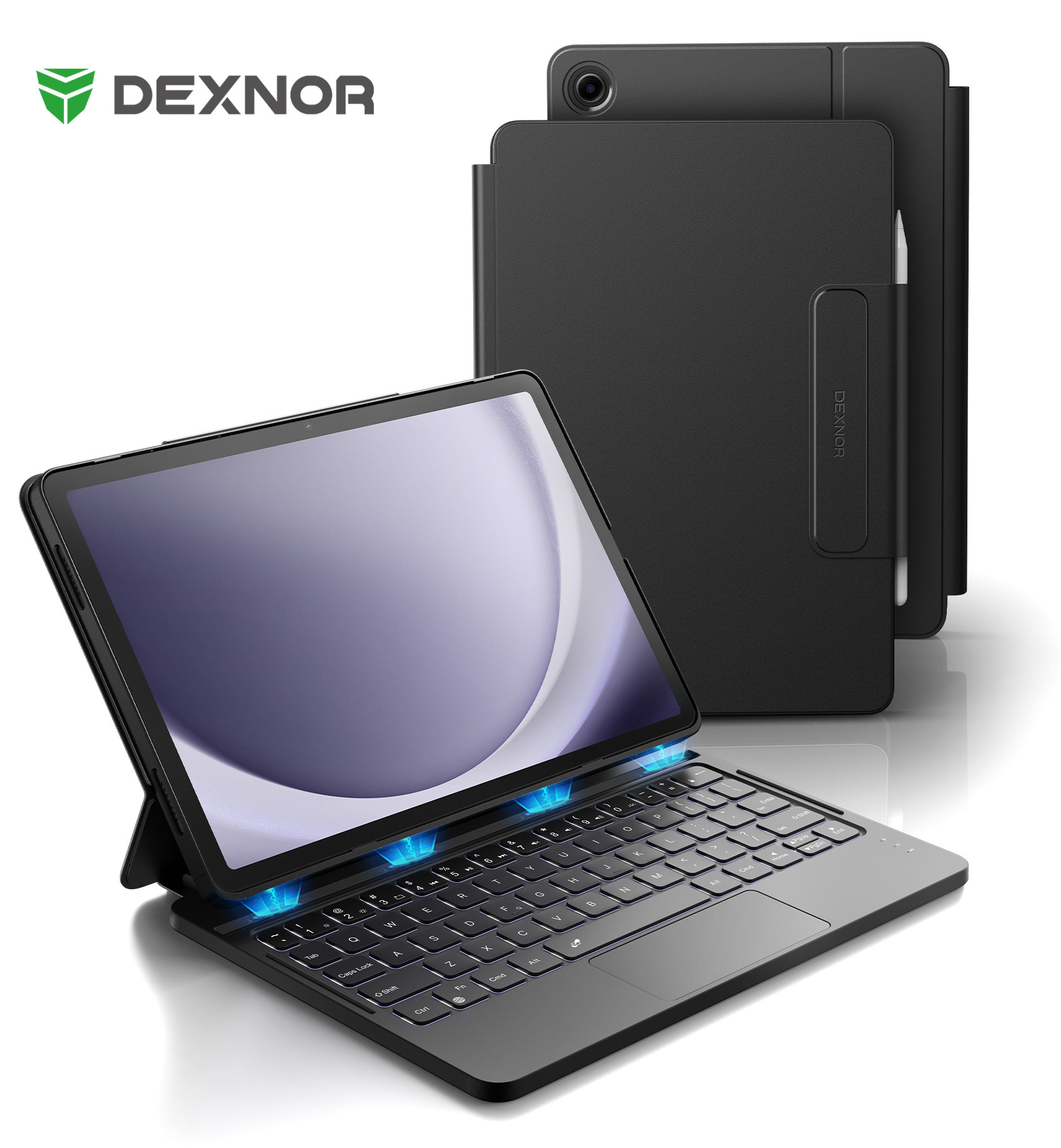 Vortex Tablet Accessories - เคสสำหรับ Samsung Galaxy Tab A9+Plus พร้อมคีย์บอร์ดแม่เหล็กน้ำหนักเบาพิเศษ